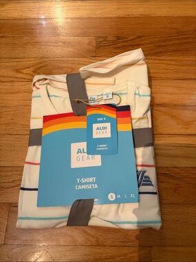 Aldi Cream Stripe T-Shirt Top - Size S